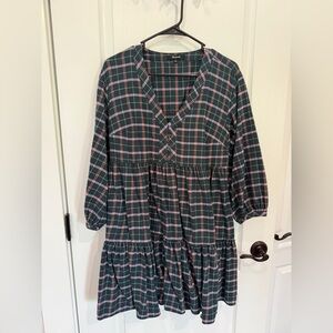 Madewell Green and Pink Plaid Dress